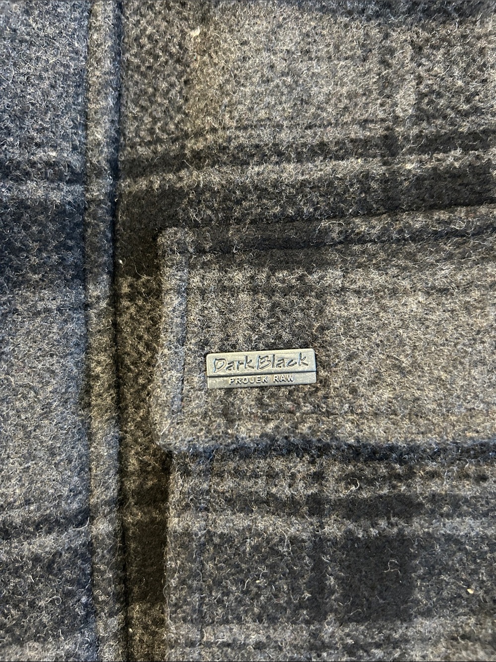 Projek Raw Wool Blend Plaid Bomber Jacket Gray Black Utility Zip Snap Men’s L - Picture 8 of 13